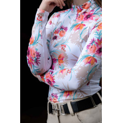 T-shirt techniek HKM Flower lange mouwen Wit / felroze Motieven T-shirt techniek HKM Flower lange mouwen Wit / felroze Motieven