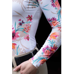T-shirt techniek HKM Flower lange mouwen Wit / felroze Motieven T-shirt techniek HKM Flower lange mouwen Wit / felroze Motieven