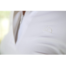 Wedstrijdpolo HKM Hunter lange mouwen Wit / taupe