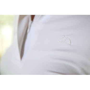 Wedstrijdpolo HKM Hunter lange mouwen Wit / taupe