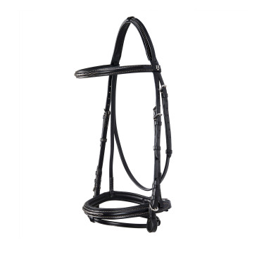 Engelse leren hoofdstel met Deco Equestro borduursels
