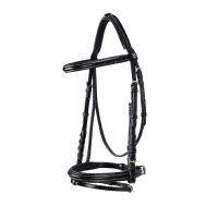 Bride anglaise en cuir avec surpiqûres contrastées Stitched Equestro Noir