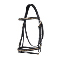 Bride anglaise en cuir clincher sans rênes Equestro Noir