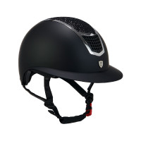 Eclipse-helm met strass en brede klep (3 voeringen) Equestro Zwart / zilver Eclipse-helm met strass en brede klep (3 voeringen) Equestro Zwart / zilver