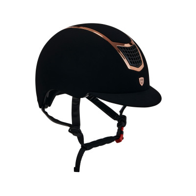 Casque Eclipse en velours uni (3 rembourrages) Equestro Noir / rose gold