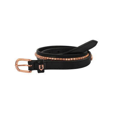 Engelse lederen riem met roségouden clincher Equestro