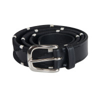 Leren riem met zwarte en witte borduursels Equestro Zwart