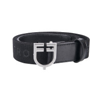 Ceinture en cuir avec élastique et lettrage Equestro Noir / argent