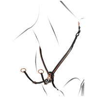 Collier de chasse avec clincher et fourche en cuir or rose Equestro Noir Collier de chasse avec clincher et fourche en cuir or rose Equestro Noir