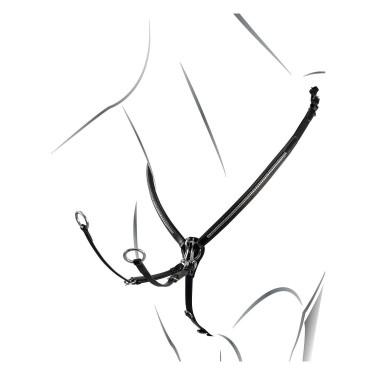 Collier de chasse en cuir avec clincher argenté Equestro Noir