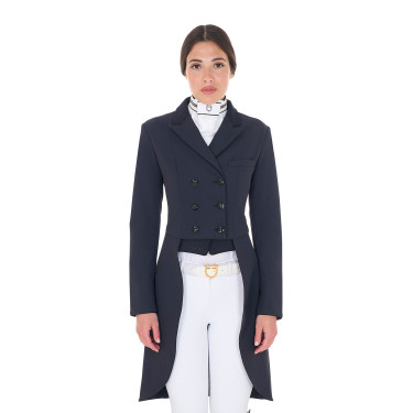Frac de dressage de concours femme en tissu technique Equestro Marine blazer Bleu marine