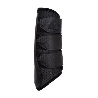 Achterbeenbeschermers van geperforeerd neopreen met driedubbele klittenband Acavallo Zwart