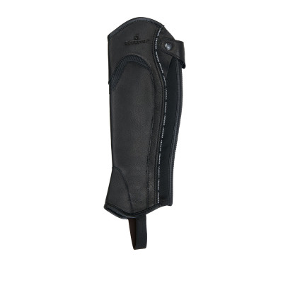 Mini-chaps en cuir avec profil contrasté Equestro Noir