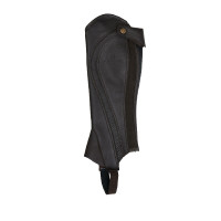 Uniseks mini-chaps van geperforeerd leer voor maximaal comfort Salisbury Equestro Zwart