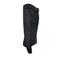 Uniseks mini-chaps van leer met elastische band en Vespucci Equestro-logo's Zwart