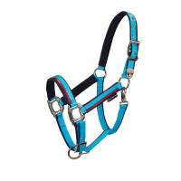 Nylon halster met lijn Red Trim Equestro Turkoois / rood / marineblauw Nylon halster met lijn Red Trim Equestro Turkoois / rood / marineblauw