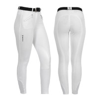 Pantalon femme Demetra en coton stretch Equestro Blanc Pantalon femme Demetra en coton stretch Equestro Blanc
