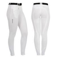 Pantalon femme Selene avec grip genou en coton stretch Equestro Blanc Pantalon femme Selene avec grip genou en coton stretch Equestro Blanc