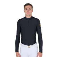 Aansluitende trainingspolo met lange mouwen heren Equestro Zwart Aansluitende trainingspolo met lange mouwen heren Equestro Zwart