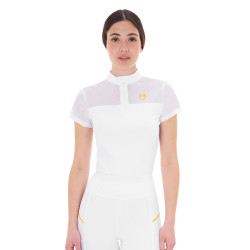 Polo met mesh-inzetten dames Equestro Wit