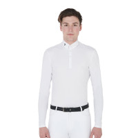 Wedstrijdpolo met lange mouwen voor heren Nestor Equestro Wit