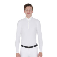 Polo manches longues en tissu polaire technique homme Warm+ Equestro Blanc Polo manches longues en tissu polaire technique homme Warm+ Equestro Blanc