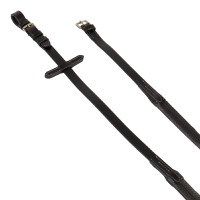 Leren en rubberen teugels met zilverkleurige gespen (1,6 cm) Equestro Zwart