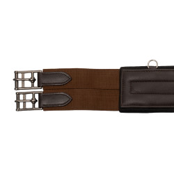Sangle anatomique en cuir avec néoprène embossé et rembourré Equestro Marron foncé