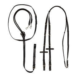 Enrênement Thiedemann en cuir italien et nylon tubulaire Acavallo Noir Enrênement Thiedemann en cuir italien et nylon tubulaire Acavallo Noir