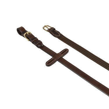 Rênes en tissu avec boucles en laiton modèle Lionel Equestro Marron foncé Rênes en tissu avec boucles en laiton modèle Lionel Equestro Marron foncé