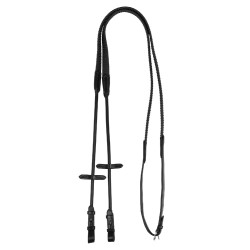 Rênes en cuir roulé avec caoutchouc pointillé 5/8 Acavallo Noir Rênes en cuir roulé avec caoutchouc pointillé 5/8 Acavallo Noir