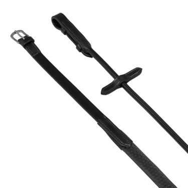 Rolriemen van leer met gestippeld rubber 5/8 Acavallo Zwart Rolriemen van leer met gestippeld rubber 5/8 Acavallo Zwart