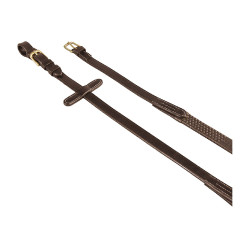 Rênes en cuir italien et caoutchouc 1.9 cm Kris avec boucles en laiton Equestro Marron foncé