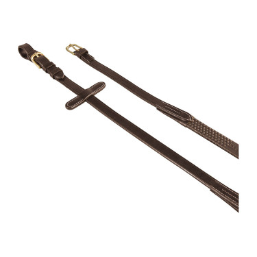 Rênes en cuir italien et caoutchouc 1.9 cm Kris avec boucles en laiton Equestro Marron foncé