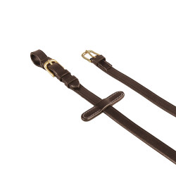 Rênes en cuir italien et caoutchouc 1.9 cm Kris avec boucles en laiton Equestro Marron foncé