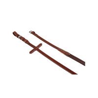 Rênes en cuir et caoutchouc Pascal Equestro Cognac