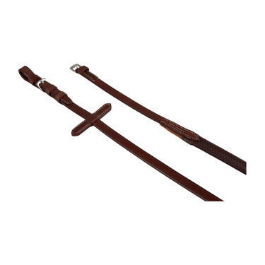 Rênes en cuir et caoutchouc Pascal Equestro Marron foncé