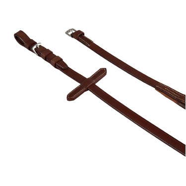 Rênes en cuir et caoutchouc Pascal Equestro Marron foncé