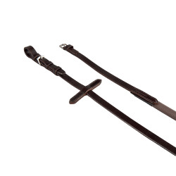 Rênes en cuir et caoutchouc lisse Equestro Marron foncé
