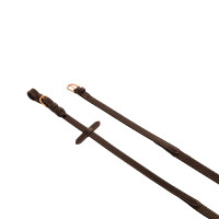 Rênes en cuir et caoutchouc Kris avec boucles en or rose Equestro Marron foncé