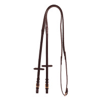 Rênes en cuir et caoutchouc Kris avec boucles en or rose Equestro Marron foncé