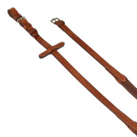 Leren en rubberen teugels met zilverkleurige gespen (1,6 cm) Equestro Zwart
