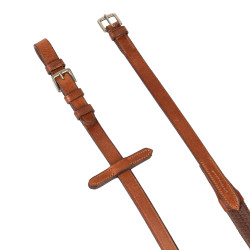 Rênes en cuir et caoutchouc avec boucles argentées (1,6 cm) Equestro Cognac Marron
