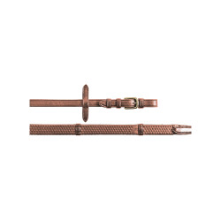 Rênes en caoutchouc 5/8" avec traversins en cuir et boucles en laiton Equestro Cognac Marron