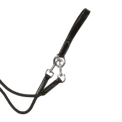 Rênes de retour en cuir et corde tubulaire Equestro Noir Rênes de retour en cuir et corde tubulaire Equestro Noir