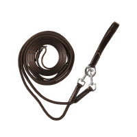 Rênes de retour en cuir et corde tubulaire Equestro Marron foncé Rênes de retour en cuir et corde tubulaire Equestro Marron foncé