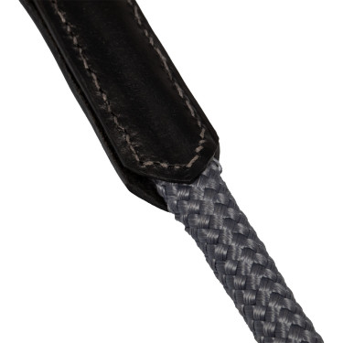 Duitse teugels van soepel leer en nylon touw Acavallo Zwart