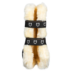 Synthetische schapenvacht peesbeschermers met snelle sluiting Equestro Zwart