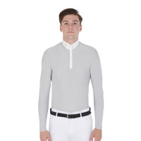 Lange mouwen polo in technische fleece-stof heren Warm+ Equestro Grijs
