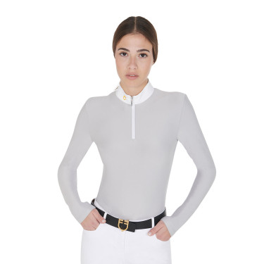 Langarm-Poloshirt aus technischem Fleecestoff Damen Warm+ Equestro Langarm-Poloshirt aus technischem Fleecestoff Damen Warm+ Equestro